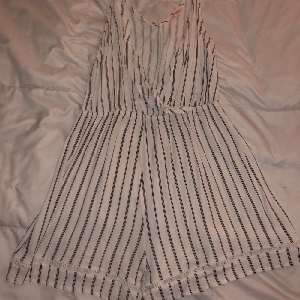 Black and white stripe romper